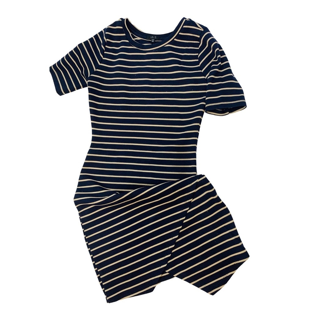 Blue & Tan striped mini dress